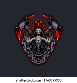Human robot super with ax graphic design Illustration
