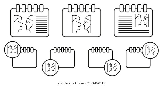 Human and robot talking concept line vector icon in calender set illustration for ui and ux, website or mobile application