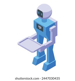 Human robot waiter icon isometric vector. Serving shop people. Ai online chef