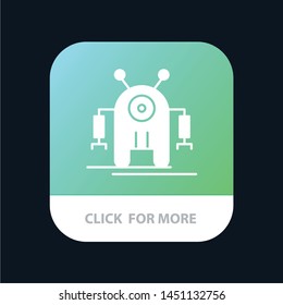 Human, Robotic, Robot, Technology Mobile App Button. Android and IOS Glyph Version