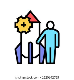 human and rocket fast work color icon vector. human and rocket fast work sign. isolated symbol illustration