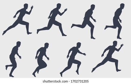 Human Run Cycle Silhouette Vector Illustration