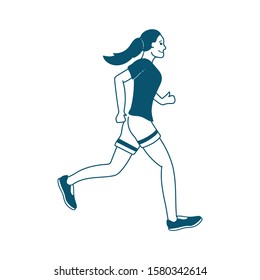 human run doodle icon vector hand drawing