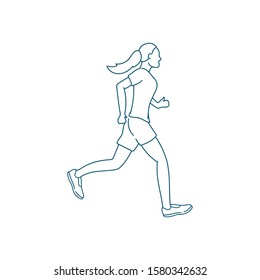 human run doodle icon vector hand drawing