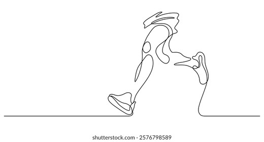 human running close up one line drawing continuous minimalist art healhy wellness concept