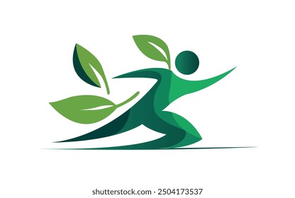 Human Running Leaf modern and creative design template, suitable for your company