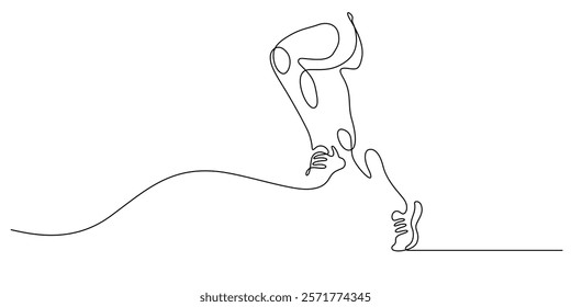 human running posture one line drawing continuous minimalist art healthy wellness concept