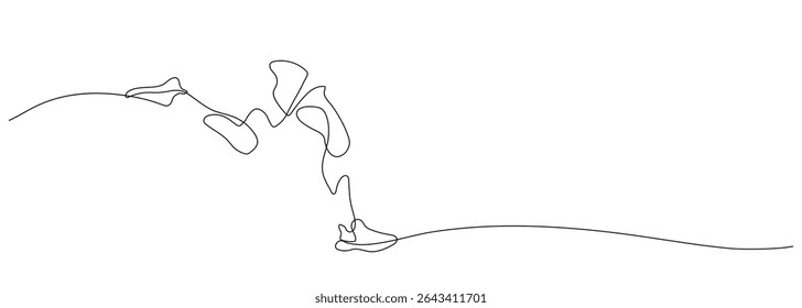 human running side view one line drawing continuous minimalist art healthy wellness concept close up at leg muscle