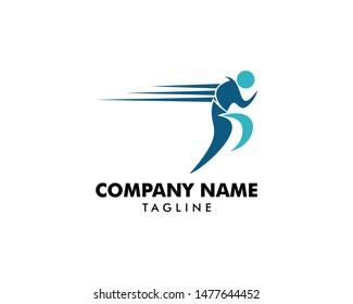 Human running vector logo character