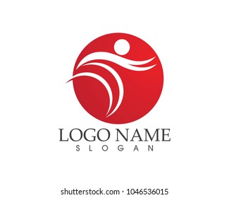 Human running vector logo template character for health Business
