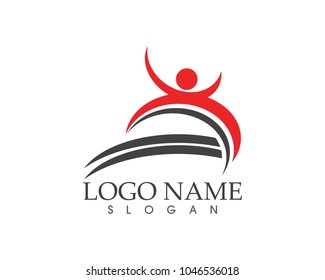 Human running vector logo template character for health Business
