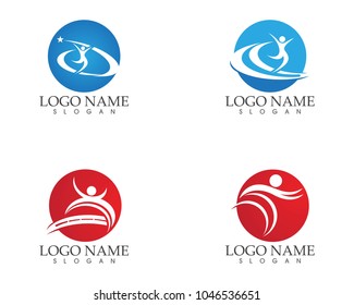 Human running vector logo template character for health Business
