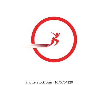Human running vector logo template character for health Business
