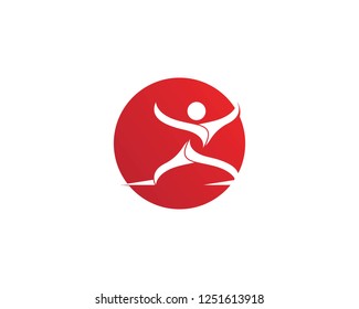 Human running vector logo template character for health Business

