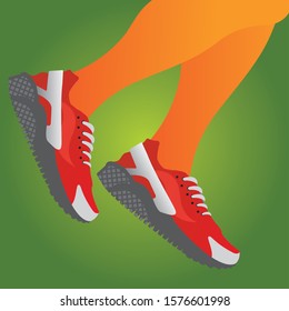 Human running vector on green ground