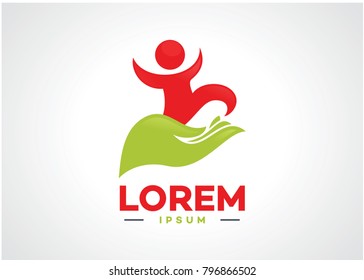 Human Safe Logo Template Design Vector, Emblem, Design Concept, Creative Symbol, Icon