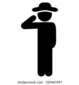 Human Salute vector icon. Style is flat symbol, black color, rounded angles, white background.