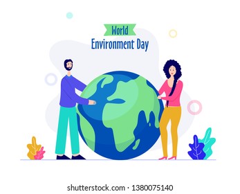 Human save the world for World Environment Day. Can be used as banner or poster design.