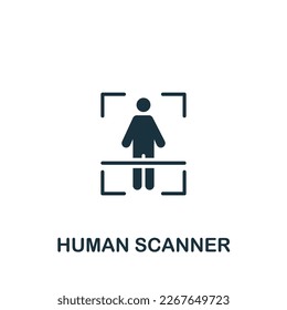 Icono de escáner humano. Signo monocromo simple de la colección de seguridad. Icono de escáner humano para logotipo, plantillas, diseño web e infografías.