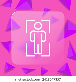 Icono de línea de escáner humano. Datos biométricos, contraseña, seguridad de la información, gadget, dispositivo, computadora. Estilo de glasmorfismo. Icono de línea de vector para negocios y publicidad