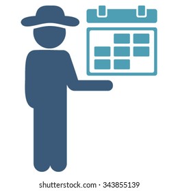 Human Schedule vector icon. Style is bicolor flat symbol, cyan and blue colors, rounded angles, white background.