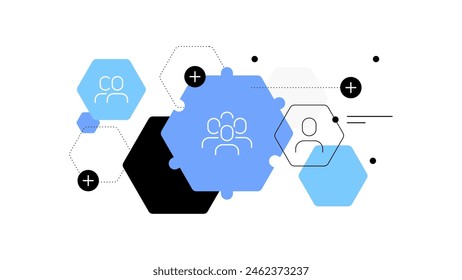 Ciencia humana y relaciones humanas. Concepto Abstractas de conexiones sociales. Anuncio de Web, ilustración plana. archivo de Vector.