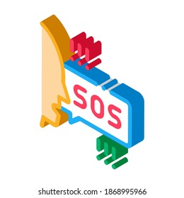 human screaming sos icon vector. isometric human screaming sos sign. color isolated symbol illustration
