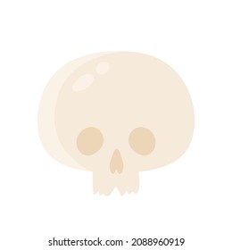 Human scull. Bones, skeleton, head. Halloween holiday concept. Vector illustration in cartoon style. Isolated on white background.