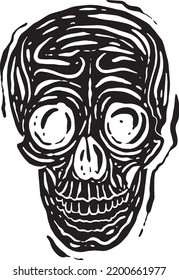 Human scull. Hand drawn vector illustration of human bone. Vector illustration