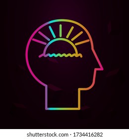 Human, sea, sun in mind nolan icon Simple thin line, outline vector of Human mind icons for ui and ux, website or mobile application