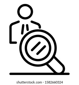 Human search icon. Outline human search vector icon for web design isolated on white background