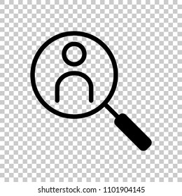 Human secource, search profile. Linear icon, thin outline. On transparent background.