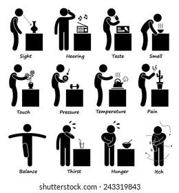 Human Senses Stick Figure Pictogram Icons