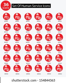 Human service icons,Red version,vector