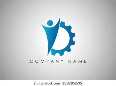 Human with setting icon. Artificial intelligence. Technology progress. Robot. isolated vector on white background