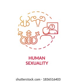 Icono de concepto de sexualidad humana. Aspectos fisiológicos y psicológicos de la educación sexual. Ilustración de línea delgada de idea de autoidentificación. Dibujo de color RGB con contorno aislado de vectores