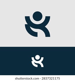 Human shape Letter Logo – People Community Success Icon for Business and Wellness Brand