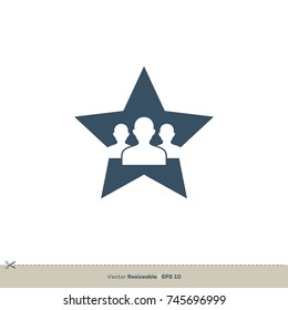 Human Shape Member Blue Star Logo Template Illustration Design. Vector EPS 10.