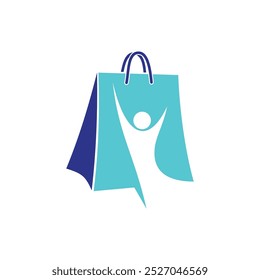 Human Shape Paper Bag Icon Vector Logo Template Illustration Design