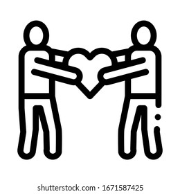 Human Share Heart Icon Vector. Outline Human Share Heart Sign. Isolated Contour Symbol Illustration
