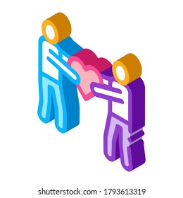 Vector de iconos de recursos humanos compartidos. Señal isométrica de Compartir Corazón Humano. ilustración de símbolo aislado de color