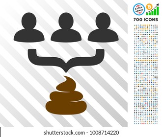 Human Shit Aggregator Funnel icon with 7 hundred bonus bitcoin mining and blockchain clip art. Vector illustration style is flat iconic symbols designed for blockchain apps.