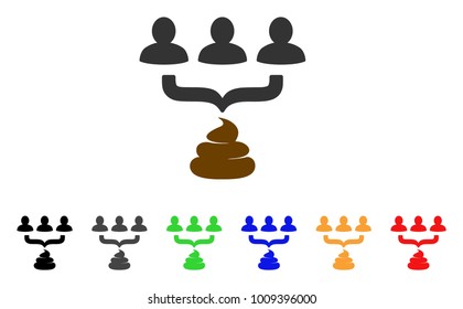 Human Shit Aggregator Funnel icon. Vector illustration style is a flat iconic human shit aggregator funnel symbol with gray, yellow, green, blue, red, black color versions.