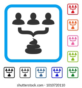 Human Shit Aggregator Funnel icon. Flat grey pictogram symbol in a blue rounded rectangle. Black, grey, green, blue, red, orange color variants of human shit aggregator funnel vector.
