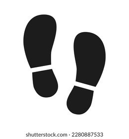 Human shoe footprint icon vector footwears flat style black silhouettes Illustration isolated on white background.