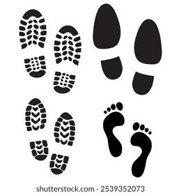 Human Shoe Footprints Silhouette: Vector Design