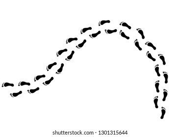 Human shoe shoe sole feet. People silhouette follow the vector of the pedestrian route.Of the legs go along the crosswalk from the point. vector illustration.