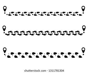 Human shoe shoe sole feet. People silhouette follow the vector of the pedestrian route.Of the legs go along the crosswalk from the point. vector illustration.
