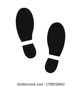 Human shoes black silhouette on white background. Foot step shoe symbol icon.
