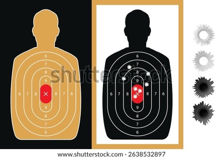 Human shoot target. Firearm and archery shooting range practicing human torso silhouette